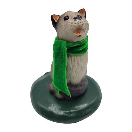 1995 Byers' Choice "Singing Cats" Gray Cat w/ Green Scarf