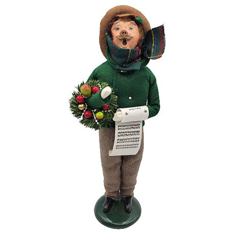 1988 Byers' Choice "The Carolers" Mustache Man w/ Wreath & Music