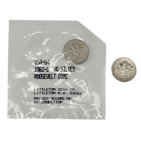 1962 D Silver & 1964 D Silver Roosevelt Dimes