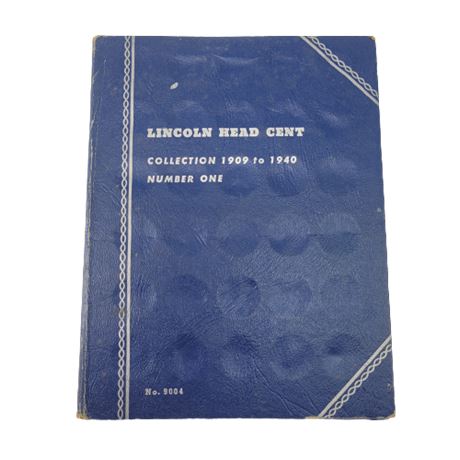 Lincoln Head Cent 1909 to 1940 Partially Full Book