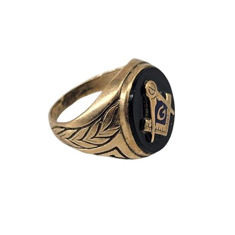 10K Gold Masonic Signet Ring