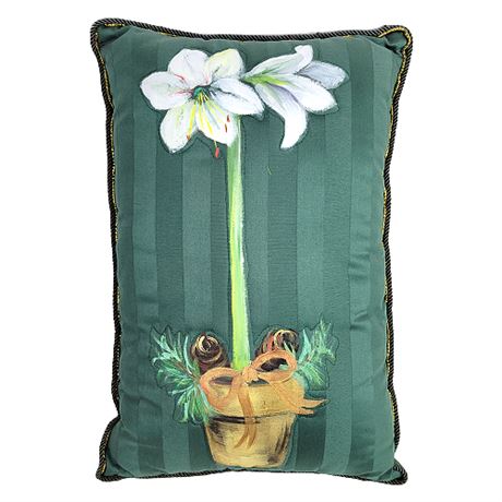 Hand Painted Amaryllis Throw Pillow