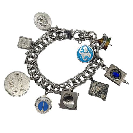 Sterling Silver Charm Bracelet & Charms