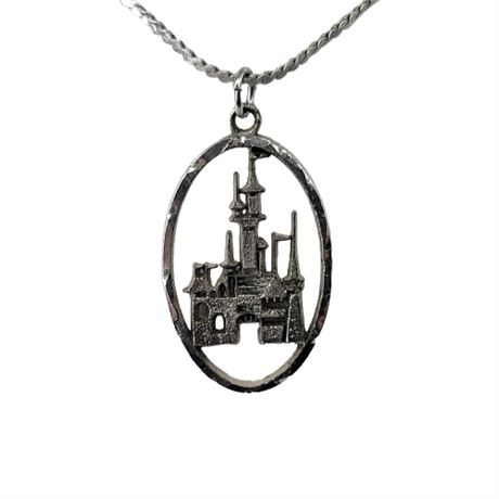 Sterling Silver Cinderella's Castle Necklace