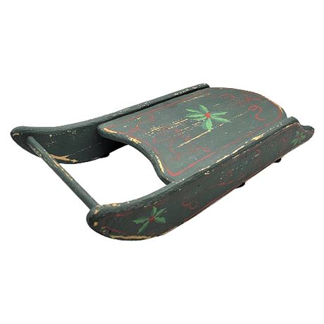 Hand Painted Primitive Decorative Wooden Sled