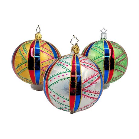 Christopher Radko Christmas Ornament Balls x3