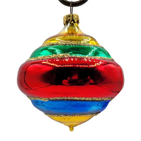 Vintage German Made Striped Glass Ornament